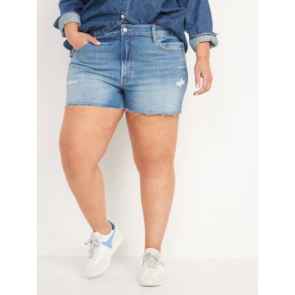 [Old Navy] O.G. Short High Rise Distressed Mid Wash Cut Off Denim Shorts Size 18 - Picture 1 of 10